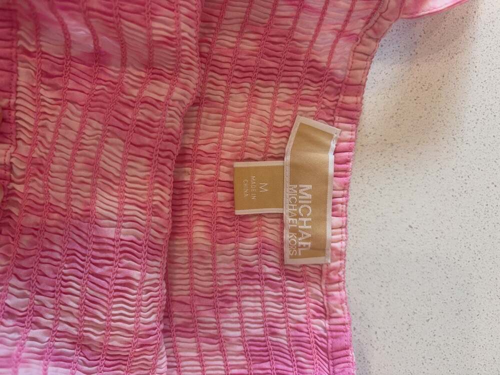 Michael Kors Pink Floral Smocked Tiered Maxi Dress Size M - Picture 8 of 9